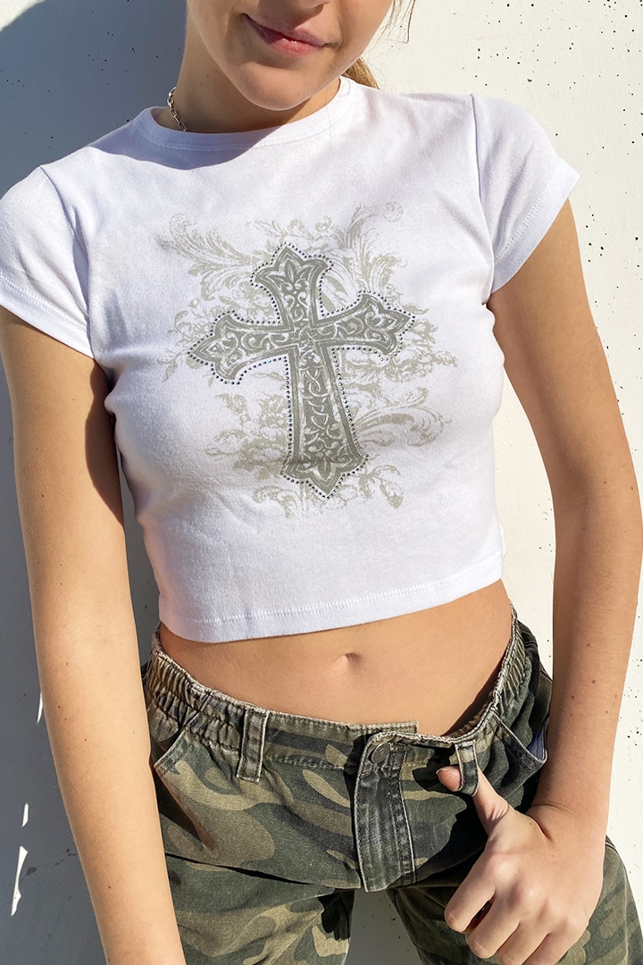 T-shirt cross strass