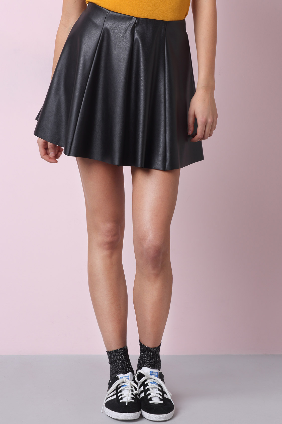 Vegan leather pleated skirt