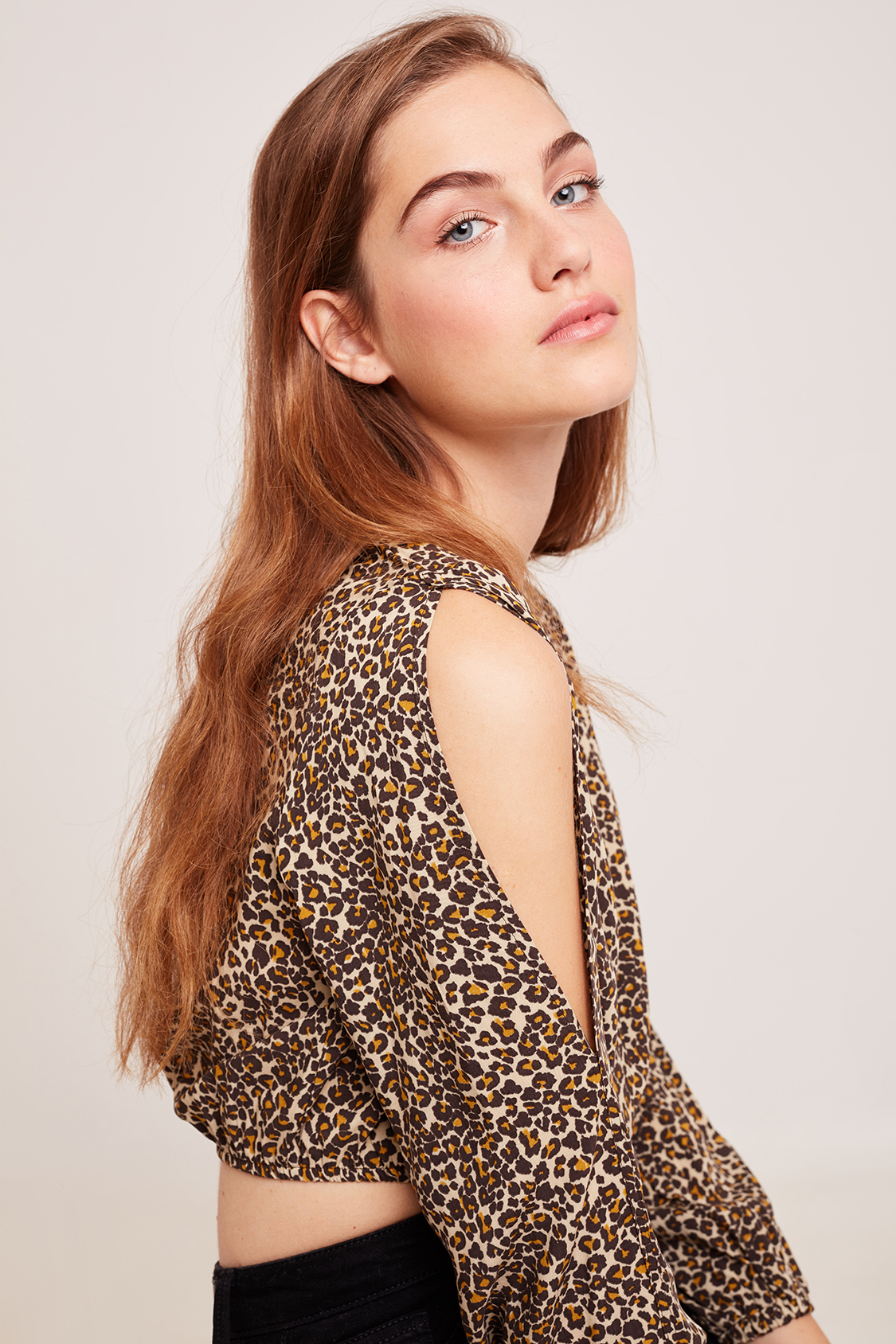 Leopard V-neck blouse