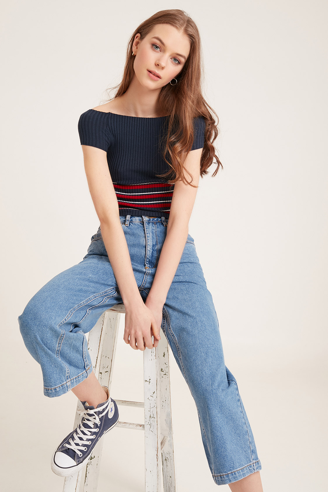 Sporty off the shoulder top