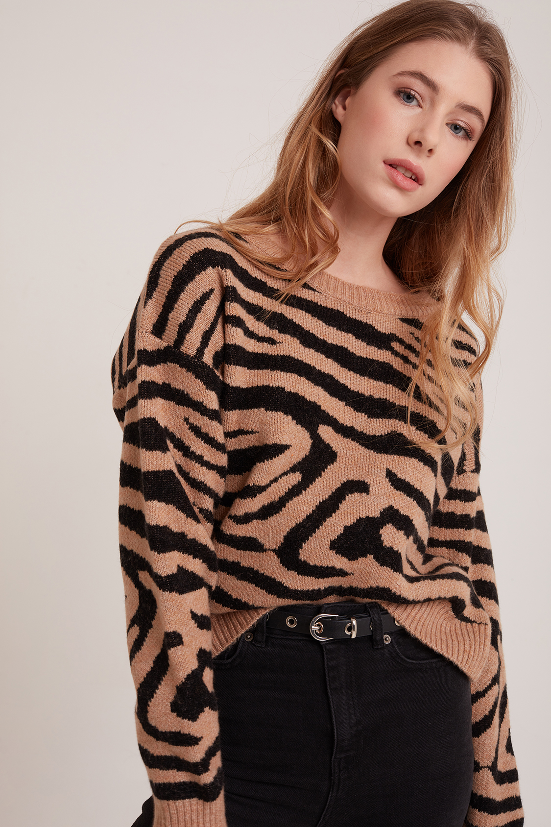 Jacquard tiger print sweater