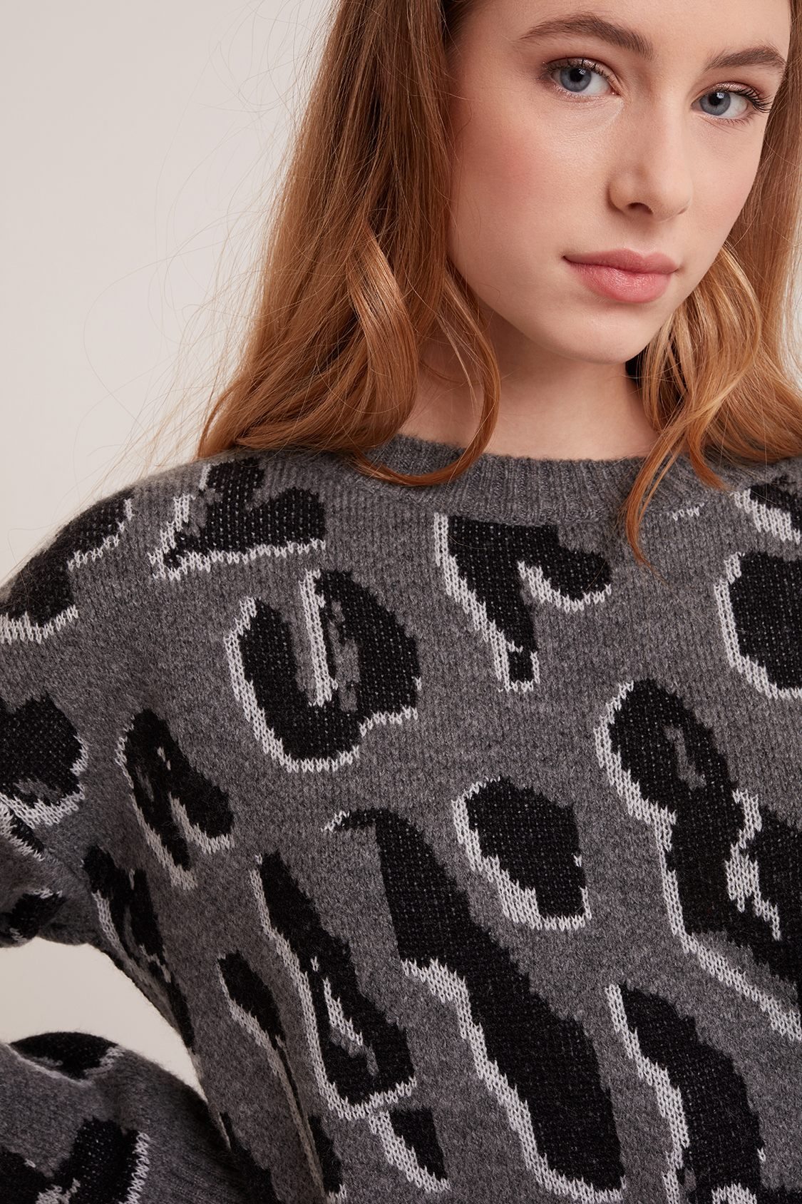 Jacquard leopard print sweater