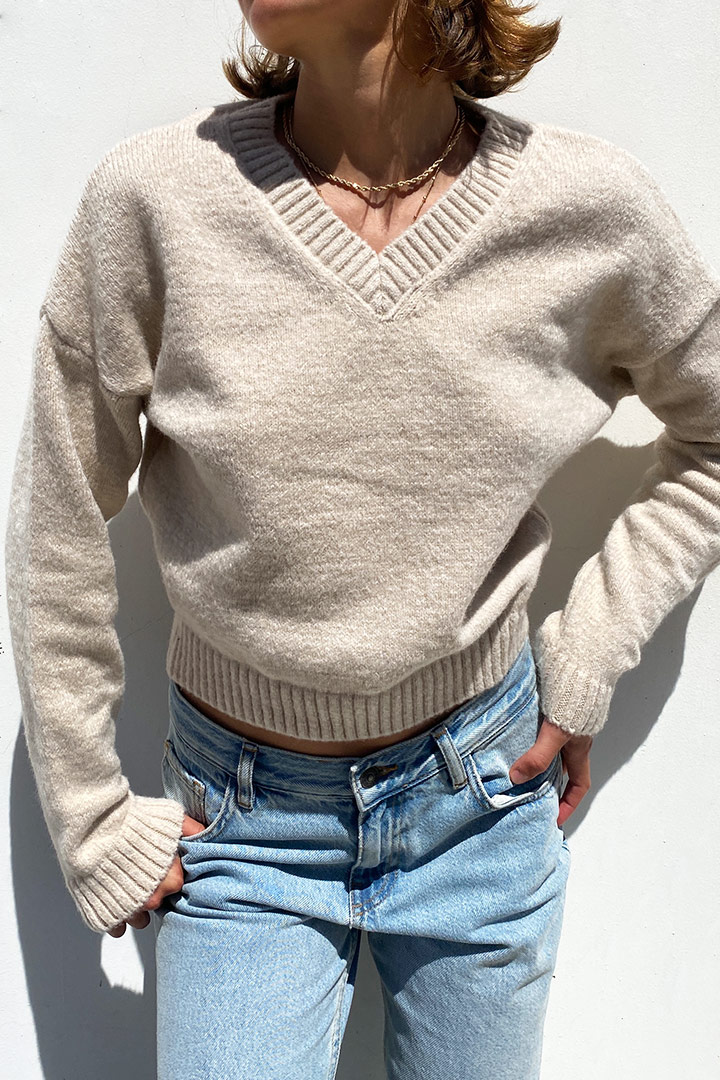 V-neck cropped sweater