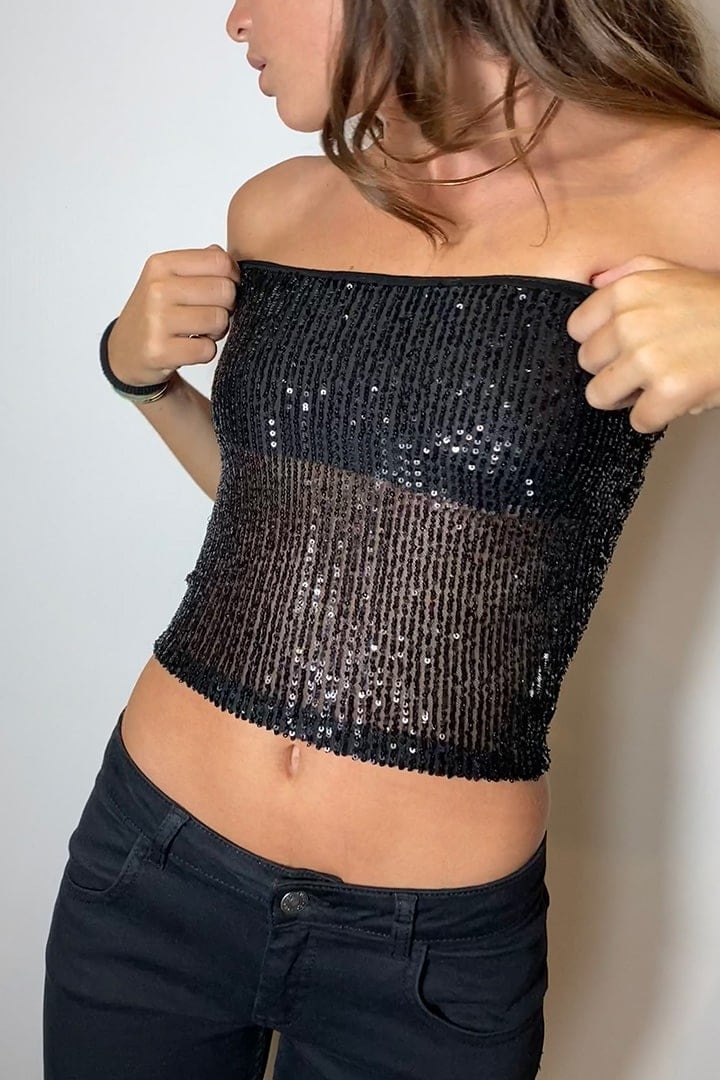 Sequined bandeau top
